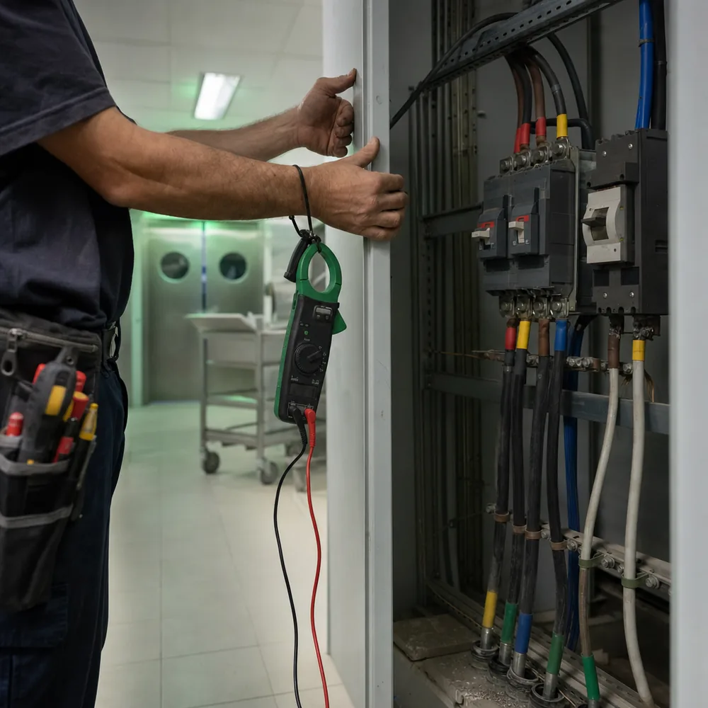 Cuadro trifásico de un hotel de Calvià revisado por un electricista urgente de guardia