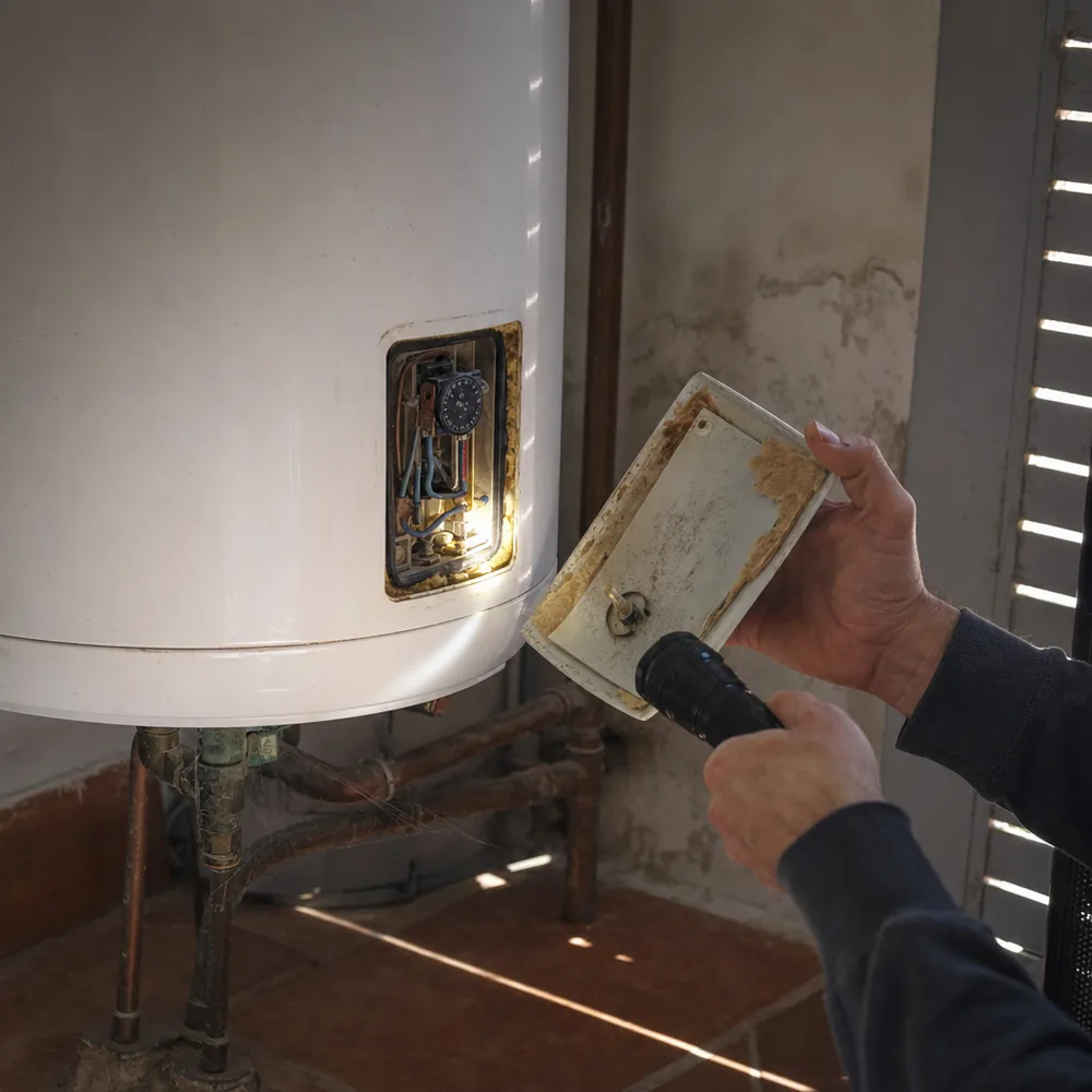 Electricista urgente en Manacor comprobando el termo de una vivienda cerrada meses
